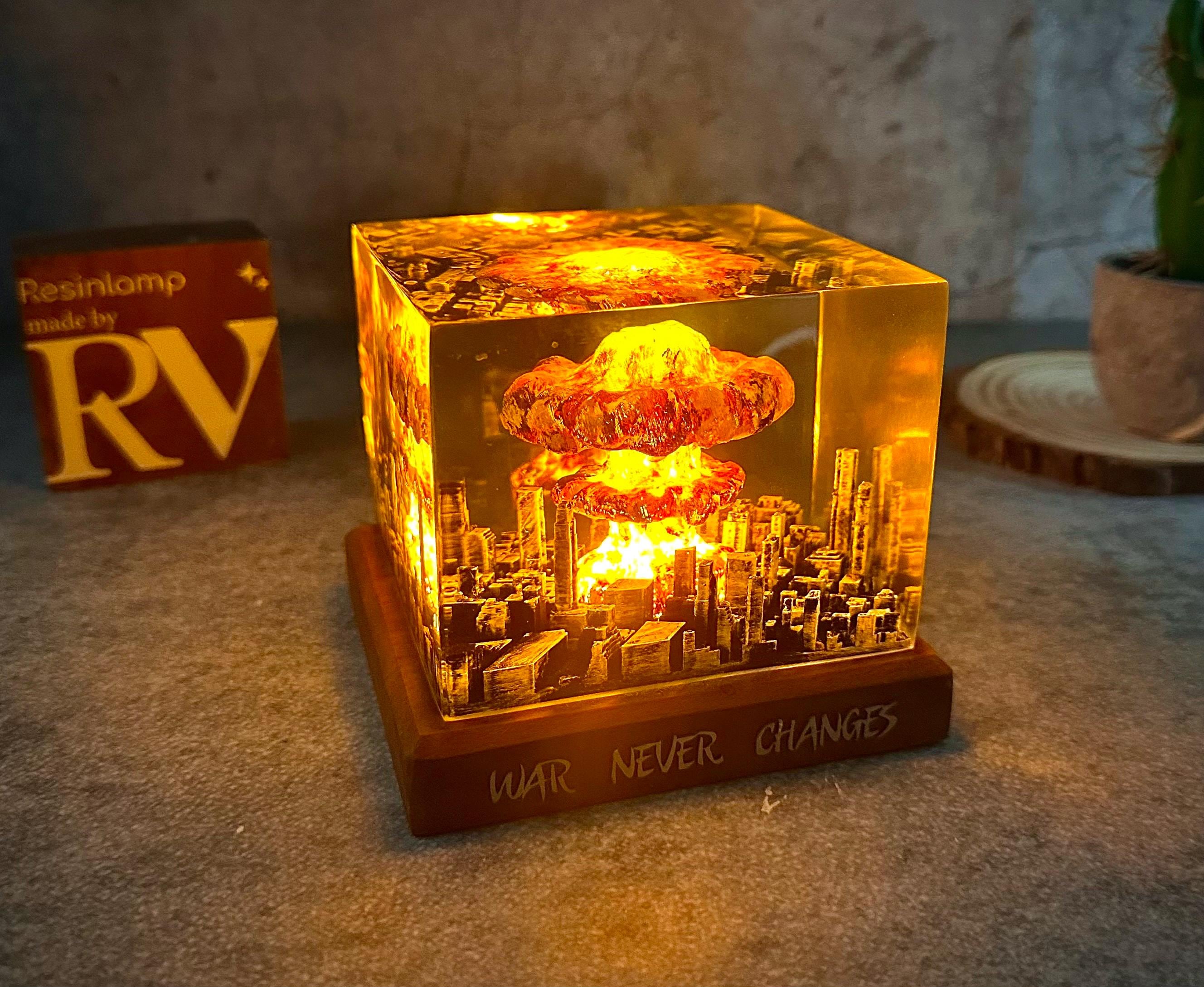 Explosion Resin Diorama Lamp: Atomic Bomb Fallout Art, Storm Cloud Lamp, Nuclear Bomb Explosion Resin Lamp, Fallout Inspired
