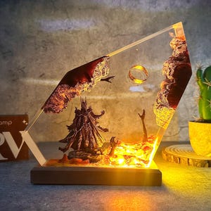 Diorama Ring lamp, Custom Epoxy Resin Lamp, Lighting Home Decor, Resin Night Light, Christmas gifts, gift for him, halloween