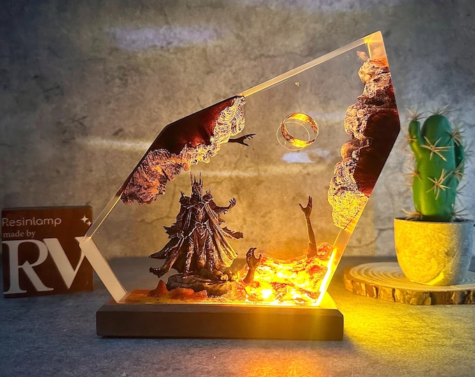 Diorama Ring lamp, Custom Epoxy Resin Lamp, Lighting Home Decor, Resin Night Light, Christmas gifts, gift for him, halloween