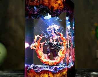 Lámpara de resina de cazador de demonios de anime hecha a mano, figura de Shadow Slayer, Tan.ziro y Ne.ruko, modelo de anime popular, idea de regalo de Navidad.