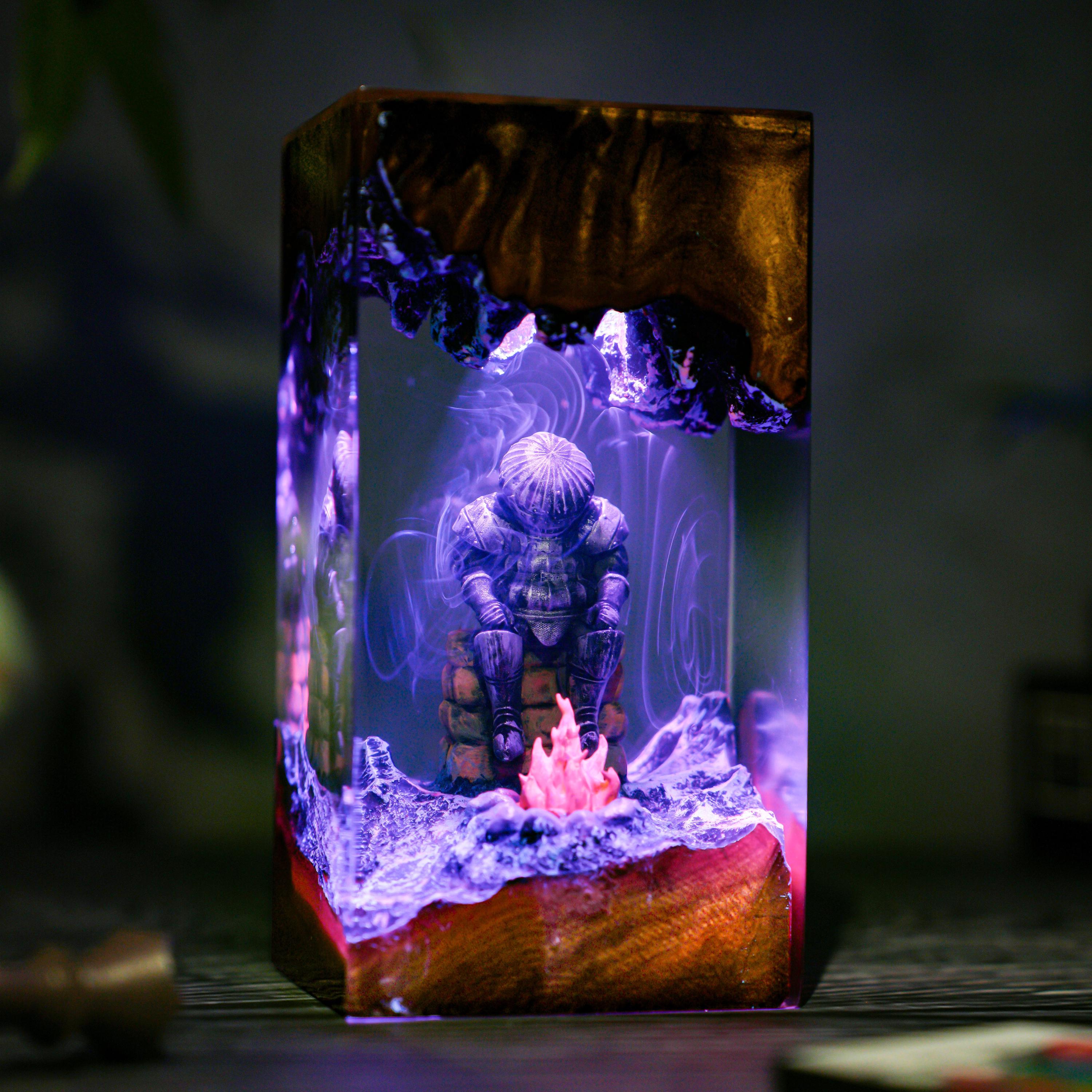 Fantasy Knight Diorama Lamp, Dark Spirits, Onion Armor Resin Night
