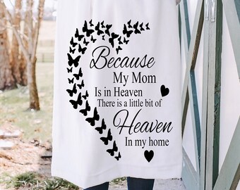 Mom in Heaven Memorial keepsake, Loss of Mother Memorial Blanket, Heaven in My Home In Loving Memory of Mom Condolence Gift