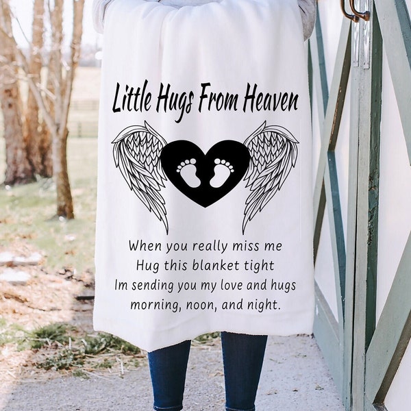 Personalized Infant Loss Gift, Little Hugs from Heaven Blanket, Baby Memorial Keepsake for Infant loss, Miscarriage, Stillborn, Child Loss.