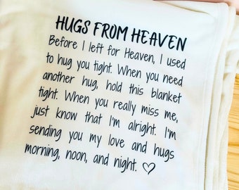 Memorial Blanket, Sympathy Gift, Hugs from Heaven Soft Throw Blanket, Condolence Gift, In Loving Memory, Personalized Sentimental Gifts