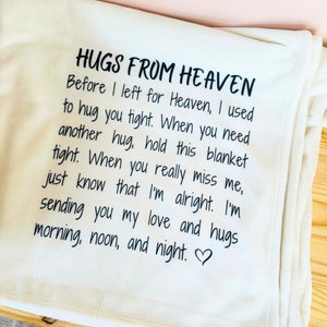 Hugs from Heaven Memorial Blanket personalized sentimental Heaven sent memorial gift - Wild Wishes Shop