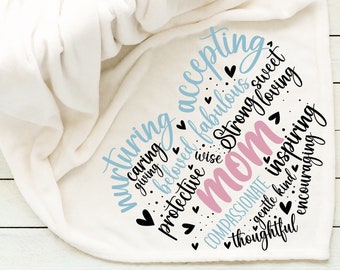 Mom Heart Sentimental Keepsake Blanket, Soft and Cozy Mom Throw Blanket, Perfect gift for Mothers