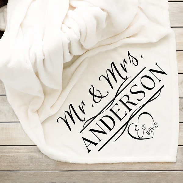 Personalized Wedding Blanket, Mr. and Mrs Monogram, Perfect Sentiment Keepsake Gift for Weddings, Anniversaries and Special Occasions