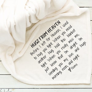 Hugs from Heaven Memorial Blanket personalized sentimental heaven sent memorial gift - Wild Wishes Shop