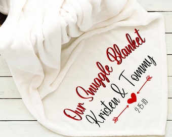 Personalized Couples Snuggle Throw Blanket, Perfect Sentiment Keepsake Gift for Weddings, Anniversary, Relationships and Love.