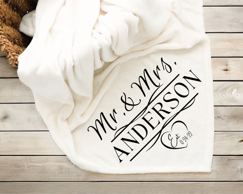 Personalized Mr and Mrs Blanket - White