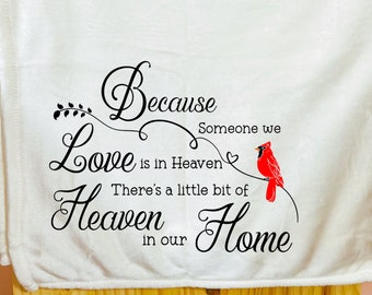 Cardinal Memorial Gift, Heaven in our Home Memorial Blanket, Personalized In loving Memory Keepsake, Loss of Loved One Gift