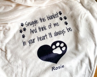 Pet Loss Sympathy Gift, Pet Memorial Blanket, Loss of Dog Memorial Gift, Pet Loss Snuggle this Blanket Keepsake, Paw Print Pet Remembrance