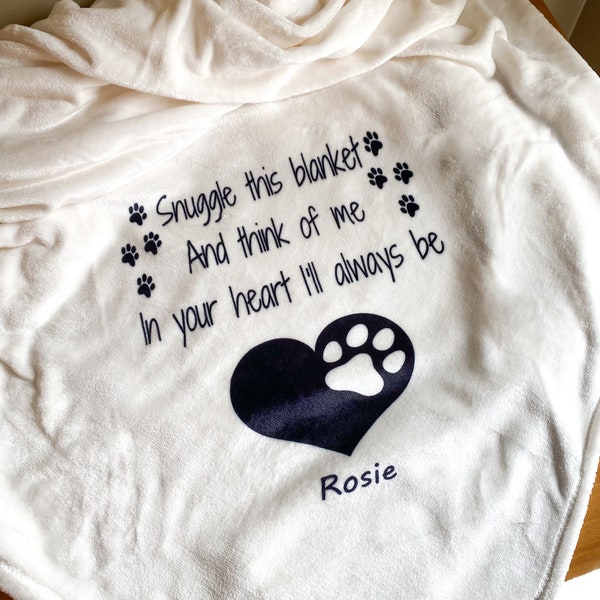 Pet Loss Sympathy Gift, Pet Memorial Blanket, Loss of Dog Memorial Gift, Pet Loss Snuggle this Blanket Keepsake, Paw Print Pet Remembrance