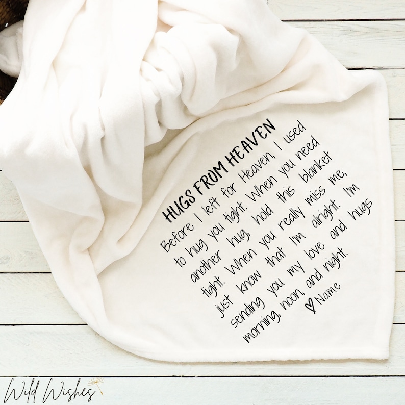 Hugs from Heaven Memorial Blanket personalized sentimental heaven sent memorial gift - Wild Wishes Shop