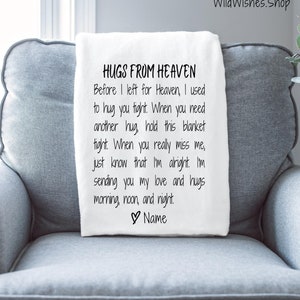 Hugs from Heaven Memorial Blanket personalized sentimental heaven sent memorial gift - Wild Wishes Shop