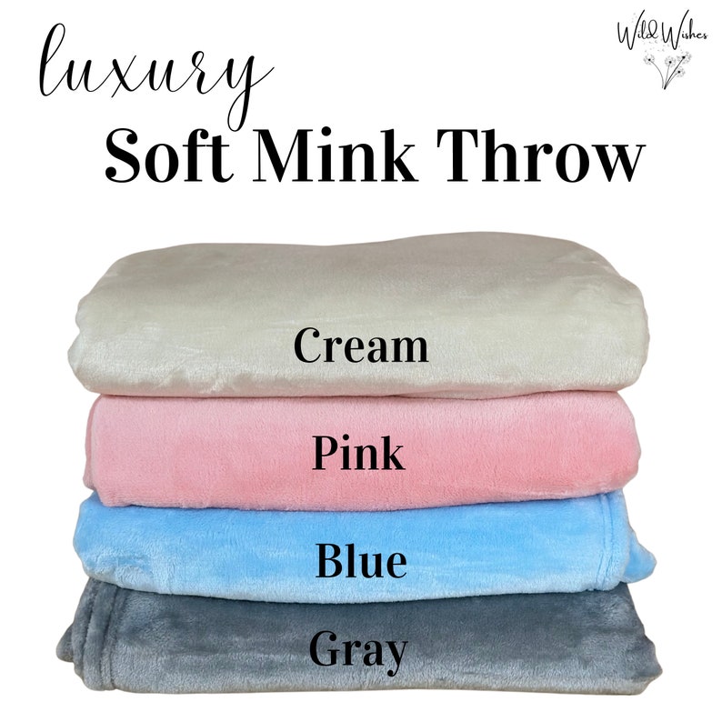 Luxury soft cozy mink blankets. Color options: Cream, Pink, Blue, and Pink- Wild Wishes Shop