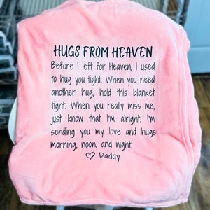 Hugs from Heaven Memorial Blanket personalized sentimental heaven sent memorial gift - Wild Wishes Shop