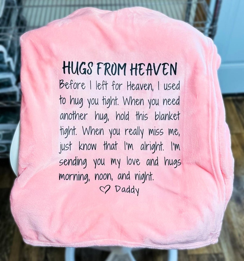 Hugs from Heaven Memorial Blanket personalized sentimental heaven sent memorial gift - Wild Wishes Shop