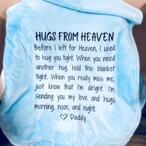 Hugs from Heaven Memorial Blanket personalized sentimental heaven sent memorial gift - Wild Wishes Shop