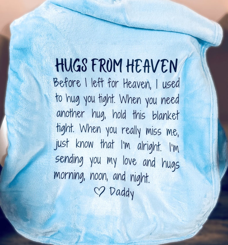 Hugs from Heaven Memorial Blanket personalized sentimental heaven sent memorial gift - Wild Wishes Shop