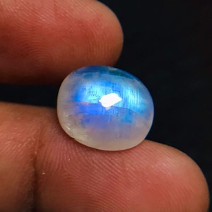 8.10 Cts Natural Rainbow Moonstone Cabochon Gemstone - Moonstone Loose Stone Jewelry Making, Blue Fire Stone - 13.5x12x6.2mm