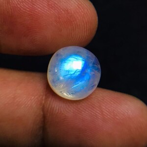 Blue Flashy Natural Rainbow Moonstone Cabochon Gemstone - Moonstone Loose Stone For Jewelry Making, Blue Fire Stone - 7.85 Cts - 11x11x7.7mm