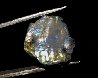 Genuine Raw Rainbow Moonstone frente plano áspero piedra preciosa azul piedra lunar trozo AKA labradorita blanca