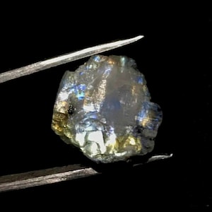 Genuine Raw Rainbow Moonstone front flat rough gemstone blue moonstone chunk AKA white labradorite