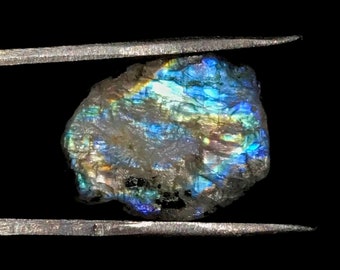 Genuine Raw Rainbow Moonstone frente plano áspero piedra preciosa azul piedra lunar trozo AKA labradorita blanca