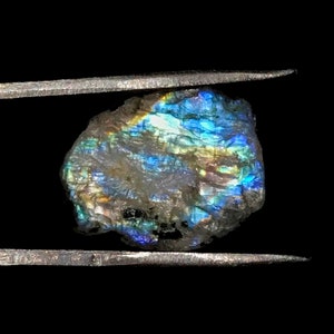 Genuine Raw Rainbow Moonstone front flat rough gemstone blue moonstone chunk AKA white labradorite