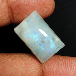 Natural Blue Rainbow Moonstone Cabochon Gemstone - Moonstone Loose Stone For Jewelry Making, Blue Fire Stone - 19.90 Cts- 21x13x7mm