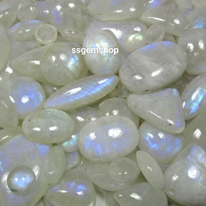 Top Quality Wholesale Lot Natural Rainbow Moonstone Cabochon Mix Shape Gemstone Blue Fire Moonstone Gemstone Mix Size Cabochon