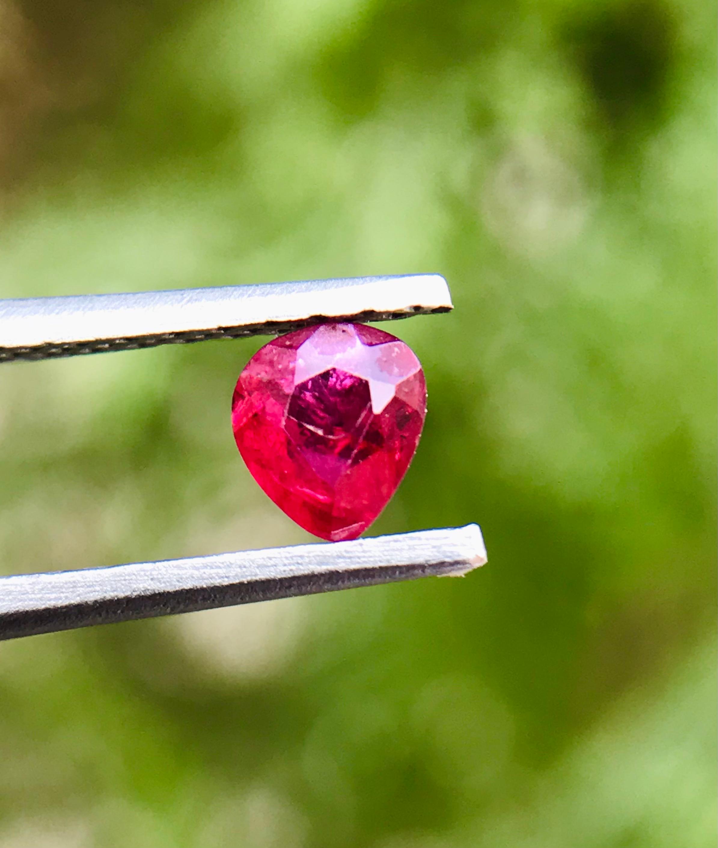 Rubis Naturel Magnifique De 0.44ct - Non Traité, Coupe Marquise, Rouge "Sang De Pigeon" - Pierre Fine Neuf Sans Emballage
