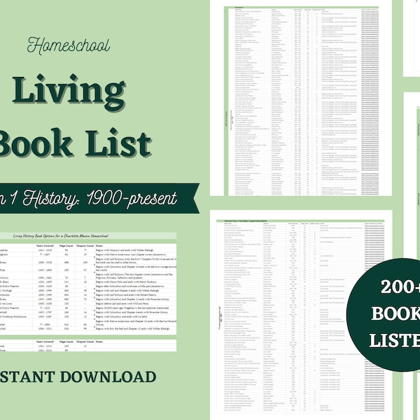 MODERN DAY Living Book List American History Form 1 1900-Present - Charlotte Mason Homeschool Curriculum