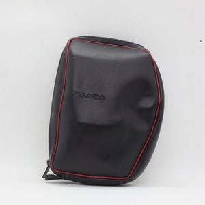 Borsa retrò Fujica Fujifilm vintage per pellicole e fotocamere digitali da viaggio in pelle nera