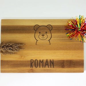 Breakfast board bear personalized engraving gift breakfast board laser engraving cute motif animals children bear
