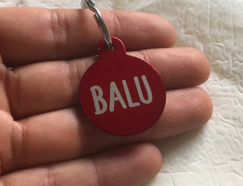 Hundemarke Rund Personalisiert Gravur Tiermarke Anhänger Adressanhänger Dog Tag Schlüsselanhänger Bild 1