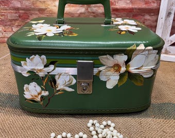 Large Vintage Hard Shell Blue Lady Baltimore Suitcase/ Movie Stage