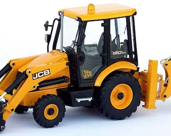 Retroexcavadora con cargadora de desplazamiento lateral JCB Midi CX - Maqueta en fundición a escala 1:35 de Joal
