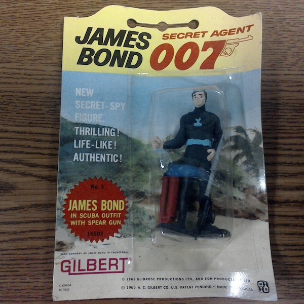 James Bond 007 Thunderball  in scuba outfit by Gilbert/Glidrose 3 1/2" tall - 1965 Portugal