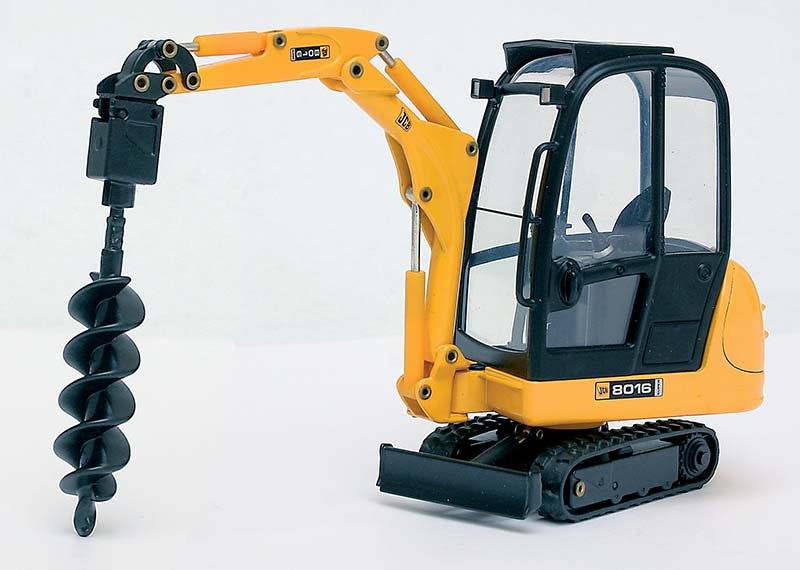 JCB 8016 Mini Excavator With Earth Drill - Joal 1:25 Scale Diecast