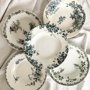 Mismatched Terre de Fer soup plates