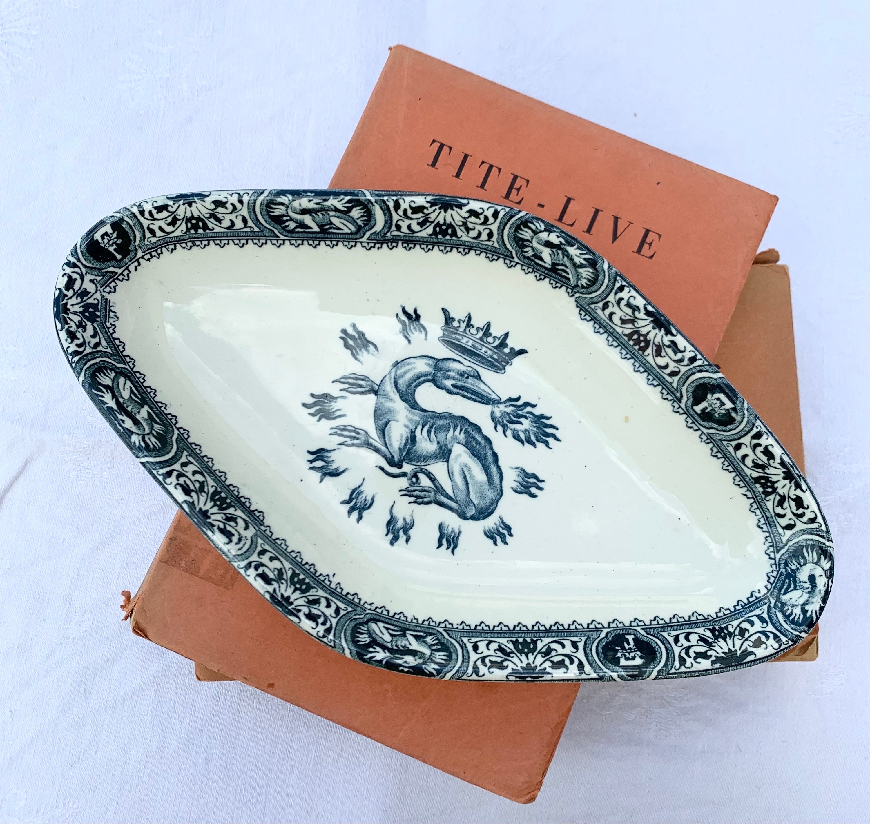 Antique French SALINS Terre De Fer Ironstone Dinner Plate