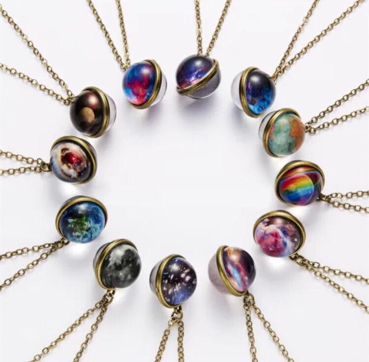 Galaxy Nebula Space Moon Universe Pendant Glass Ball Necklace - Etsy