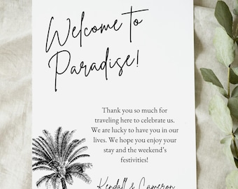 Destination Wedding Welcome Note Template: Tropical Palm (Digital Download)