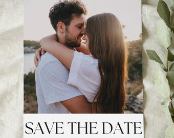 Modèle de toile de faire-part de mariage « Save the Date » simple image, 5 x 7, téléchargement numérique