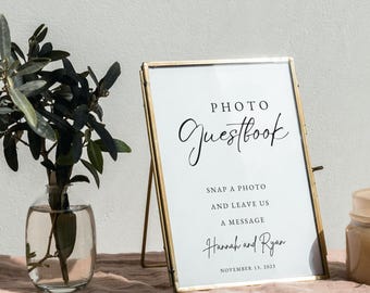 Photo Guestbook Sign Canva Template: Editable Wedding Decor (Digital Download)