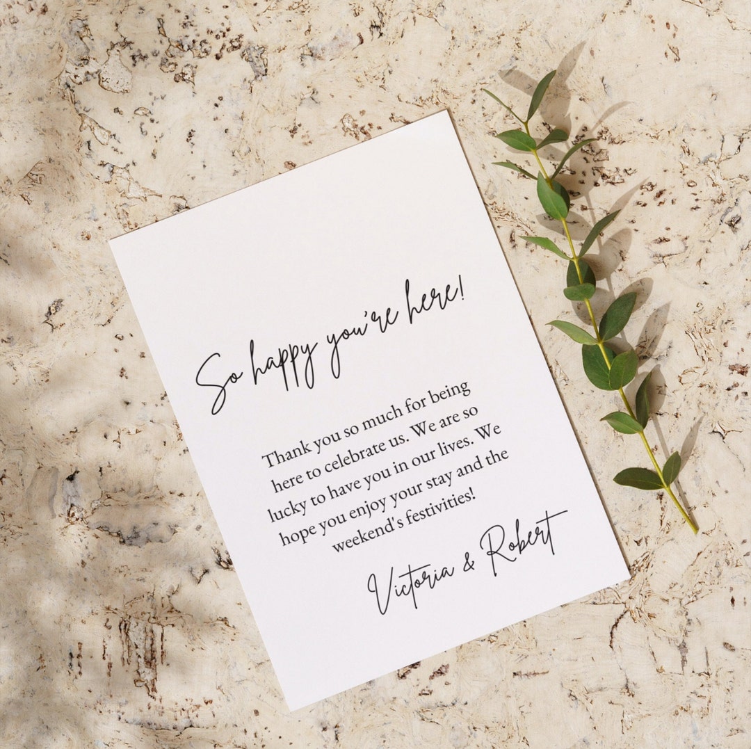 So Happy You're Here, Wedding Note Template, 5x7, Fully