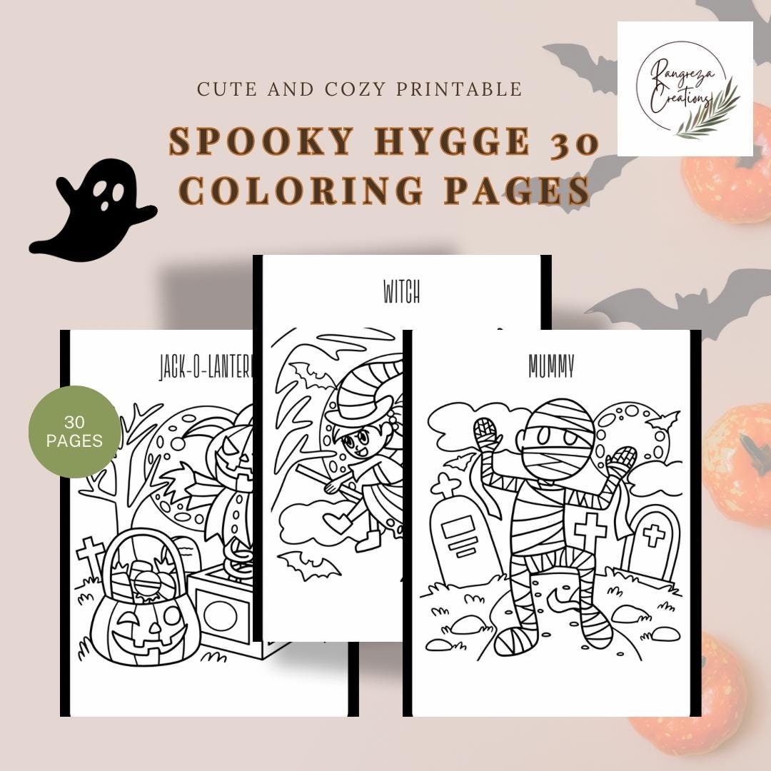Halloween Coloring Pages Spooky Season Coloring Cute Coloring Book Spooky Hygge Coloring Pages ...