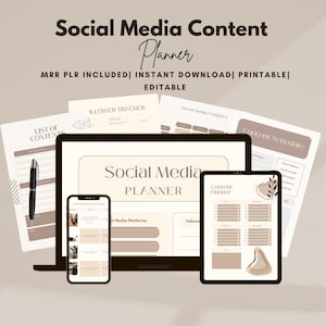 Social Media Planer mit Master Resell Nutzungsrechten, PLR Digital Content Planner, Marketing Planer für kleine Unternehmen, Content Kalender Plan